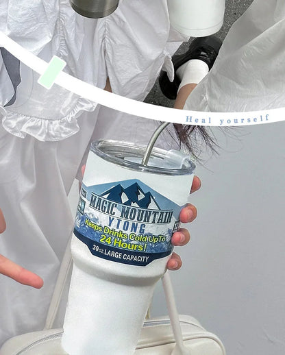 900ml Vacuum Insulated Stainless Steel Tumbler with Straw for Travel