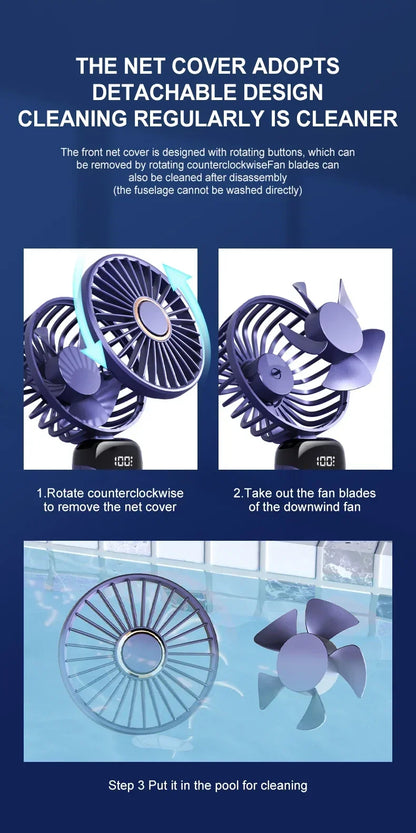 Portable 5-Speed Handheld & Neck Fan with Phone Stand & LED Display