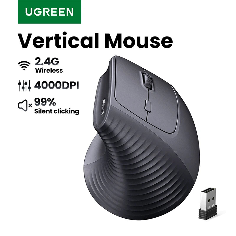 Vertical Ergonomic Wireless Mouse 4000 DPI Optical 2.4G Silent Click - 1