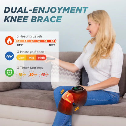 Cordless Heated Knee Massager with Vibration Therapy for Joint Pain Relief
