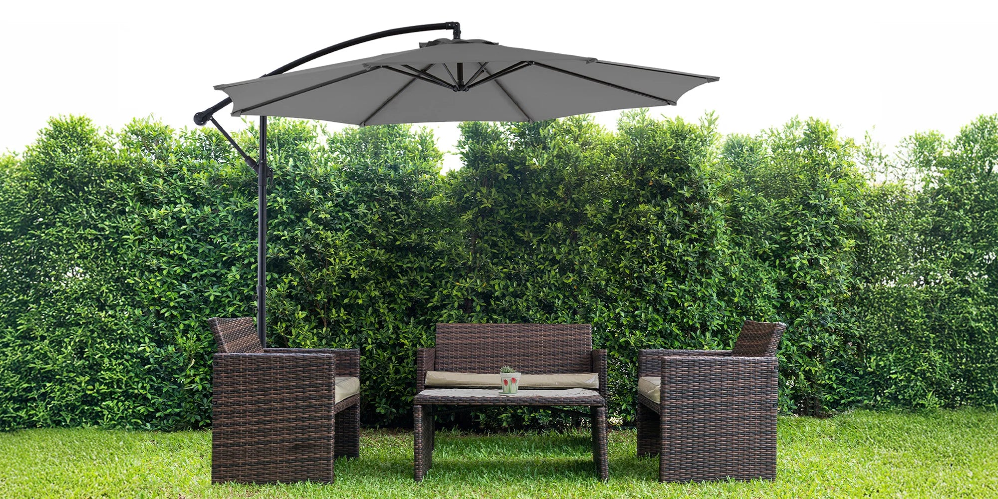 10ft Cantilever Patio Umbrella - Outdoor UV-Resistant Offset Shade - 9