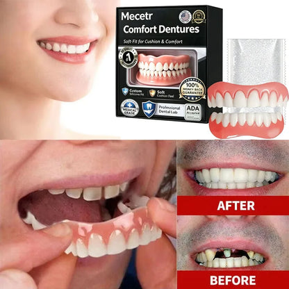 Adjustable Silicone Dentures Set – Natural Comfort Fit Upper & Lower Teeth