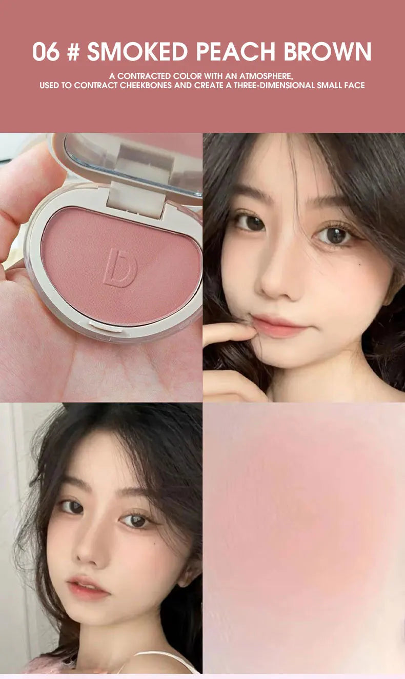 Natural Matte Face Blush & Highlighter Compact - Long-Lasting Glow Palette - 14