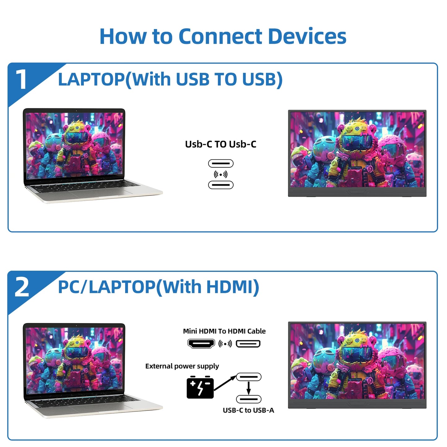 14-Inch 1080P Portable Monitor - IPS HDR Gaming & Office Display