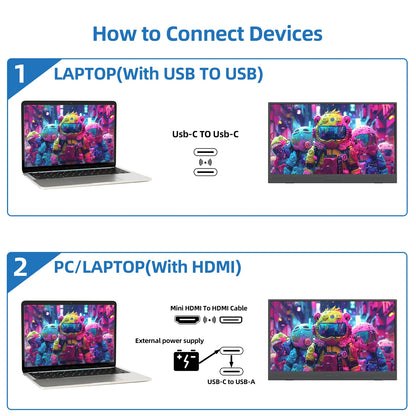 14-Inch 1080P Portable Monitor - IPS HDR Gaming & Office Display