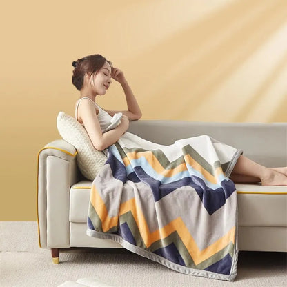 Extra Soft Flannel Throw Blanket – Thickened Warm Geometric Bedding