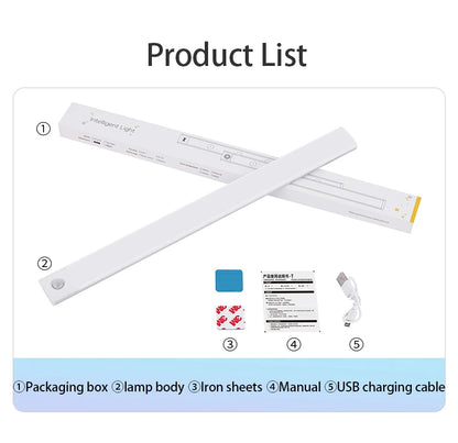 Ultra-Thin Magnetic LED Motion Sensor Cabinet Light - Type-C Rechargeable & Dimmable