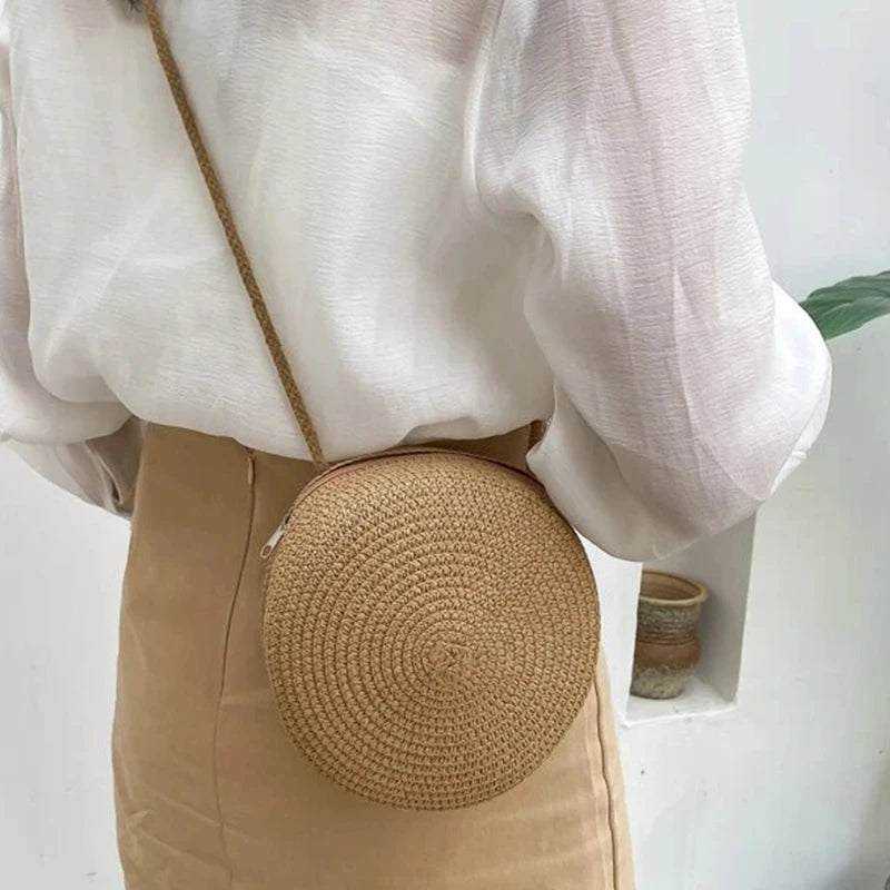 Luxury Round Straw Crossbody