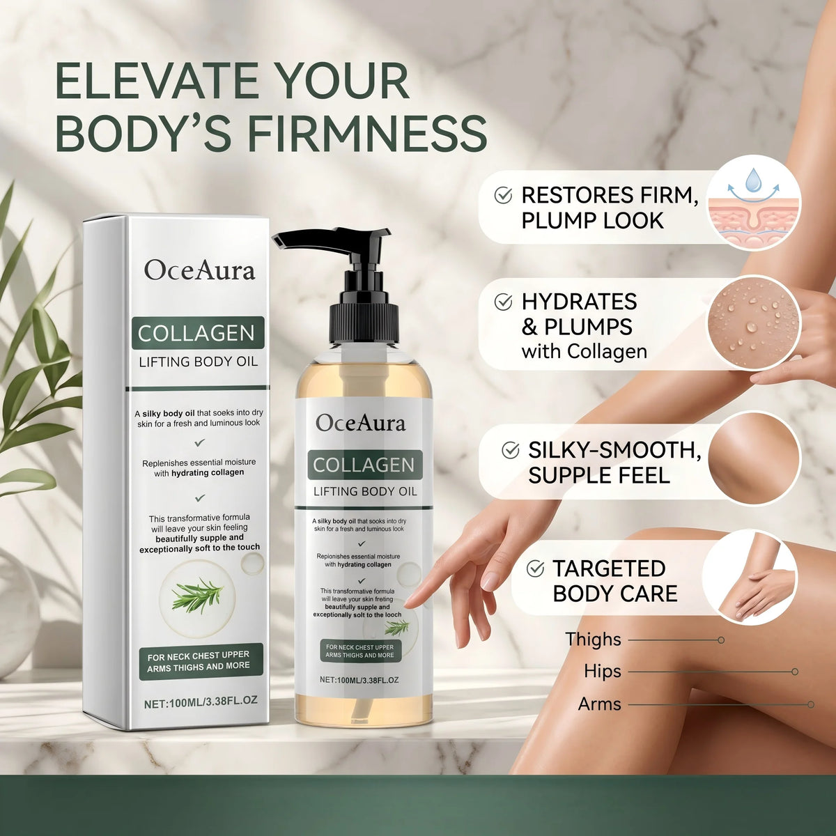 Collagen Body Firming Oil - Hydrating & Tightening Skin Care Treatment