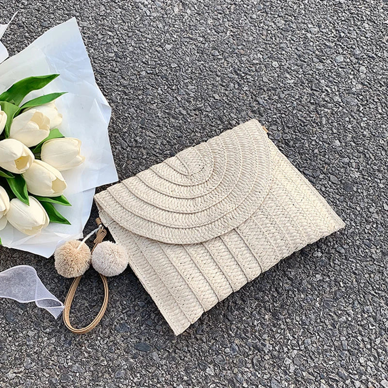 Luxury Woven Summer Straw Clutch