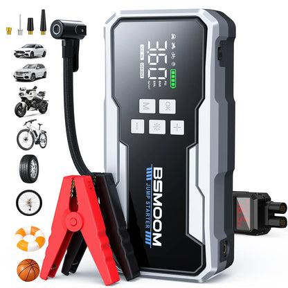 26800mAh Portable Car Jump Starter with 150PSI Air Compressor & Power Bank