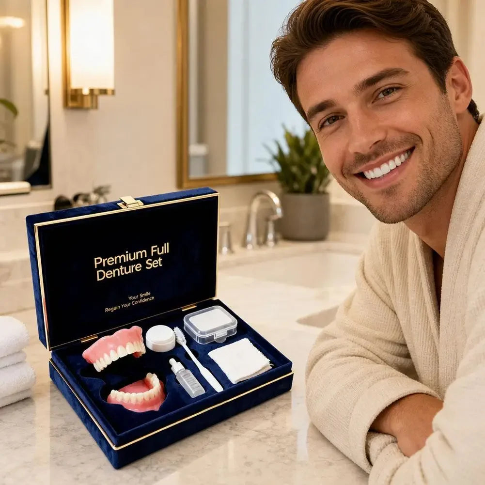 Instant Smile Temporary Denture Set - Natural-Looking Upper & Lower Cosmetic Teeth