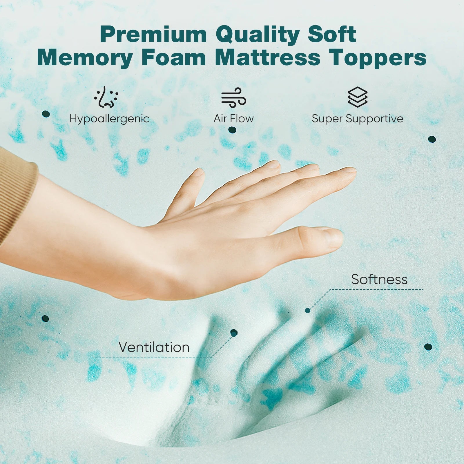 2-Inch Gel Memory Foam Mattress Topper - Cooling & Pressure Relieving - 12