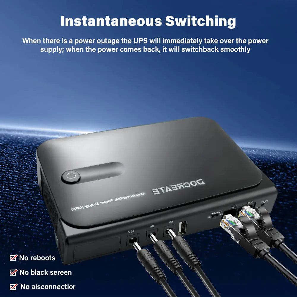 Mini Portable UPS Backup Power Supply for WiFi Routers & Security Cameras