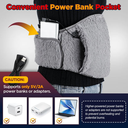 Electric Heated Waist Warmer Belt with 3 Temperature Levels for Pain Relief