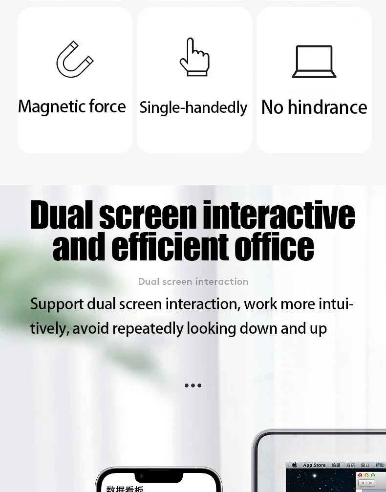Magnetic Laptop Phone Mount for iPhone - Foldable Side Expansion Stand