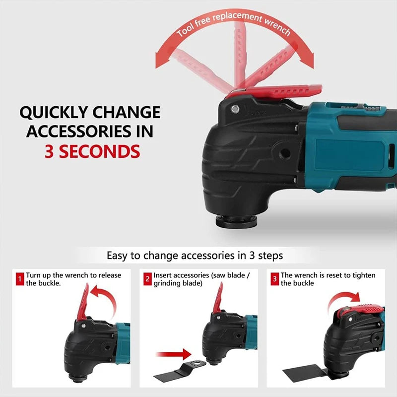 6-Speed Cordless Oscillating Multi-Tool Compatible with Makita 18V Battery