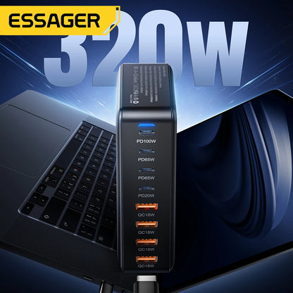 320W 8-Port GaN Desktop Charging Station - 100W PD Fast Charger for All Devices