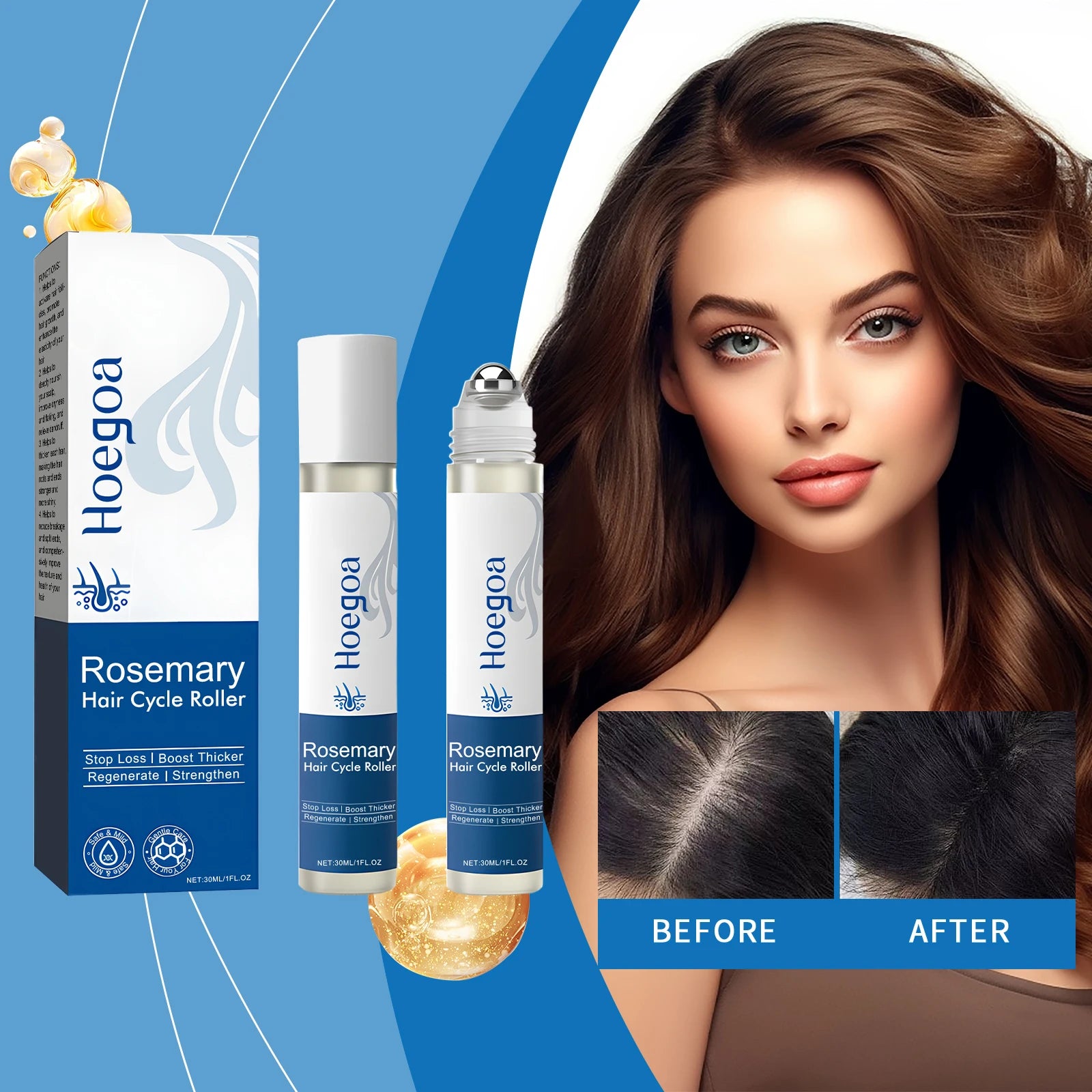 Rosemary Hair Growth Serum Roller for Scalp Stimulation and Damage Repair - 7