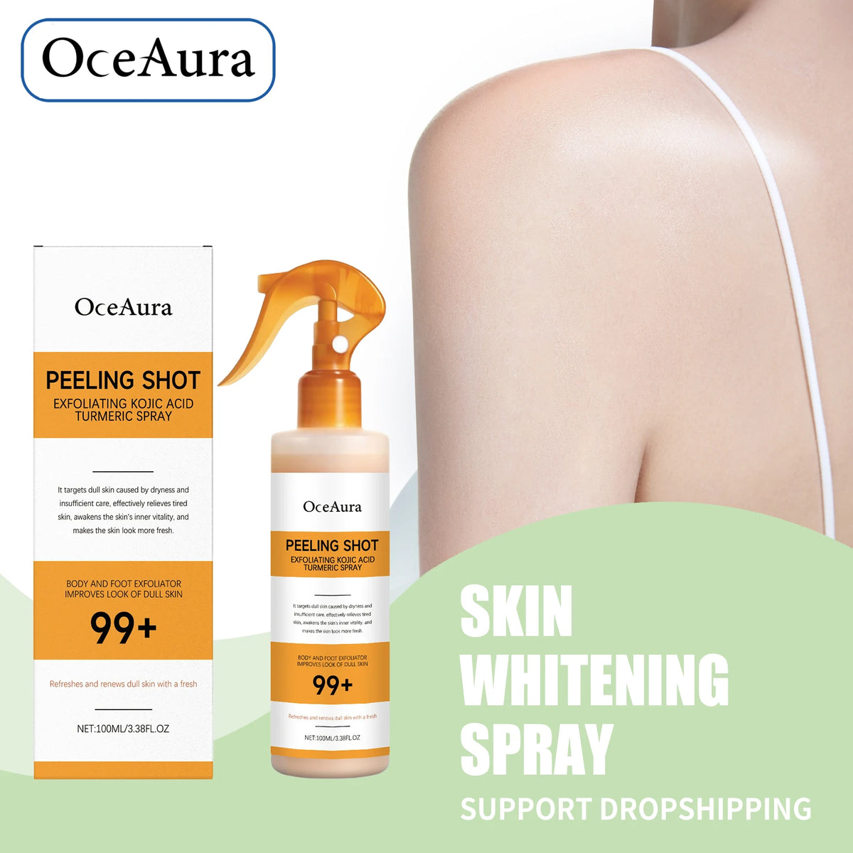 Exfoliating Turmeric Body & Foot Peeling Spray for Brightening & Smooth Skin