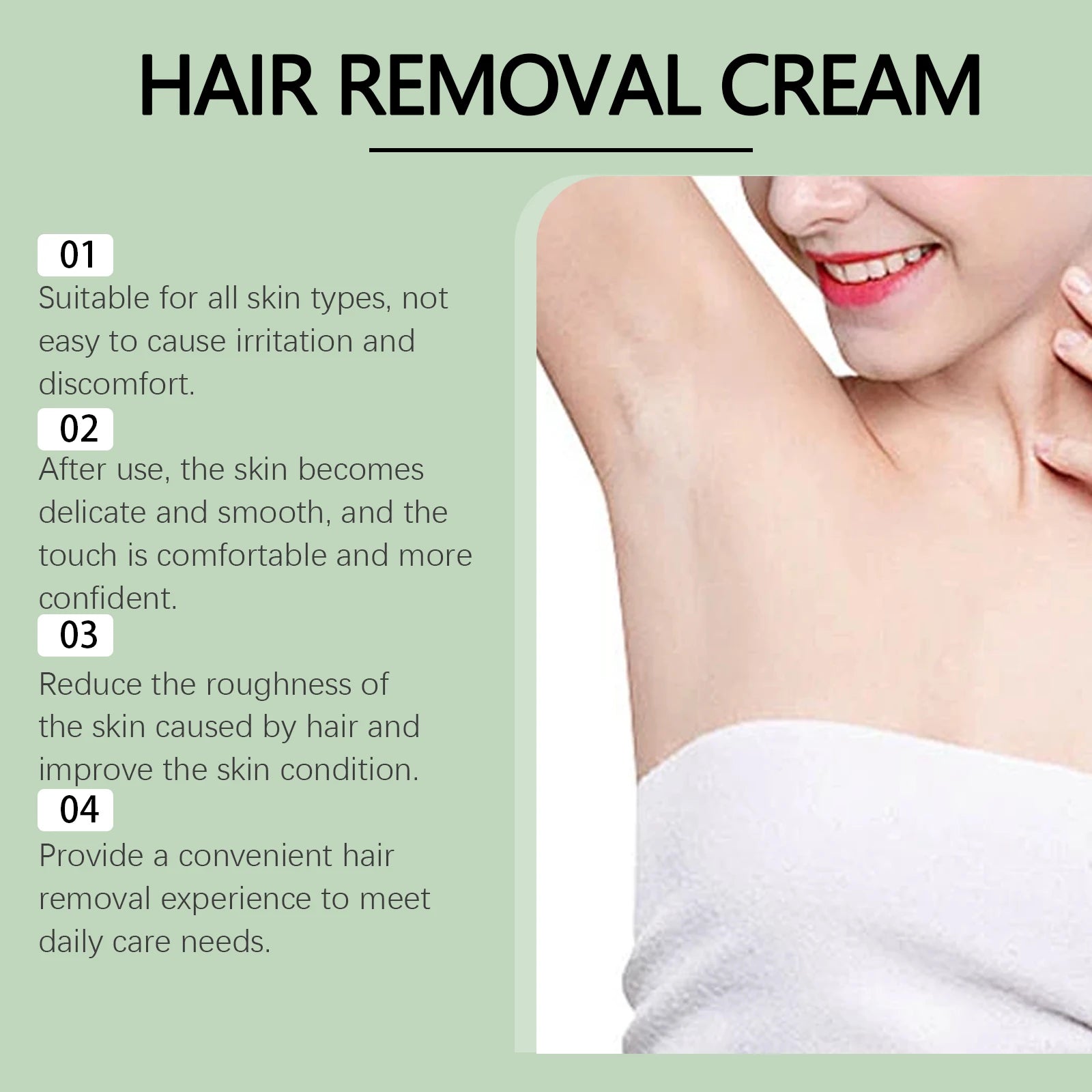 Aloe Vera Painless Hair Removal Cream - Gentle Whole-Body Depilatory for Smooth Skin - 10