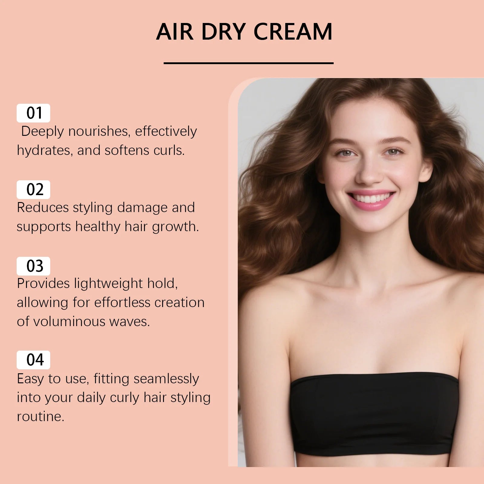 Curl Defining Styling Cream with Castor & Coconut Oil for Natural Waves & Shine - 10
