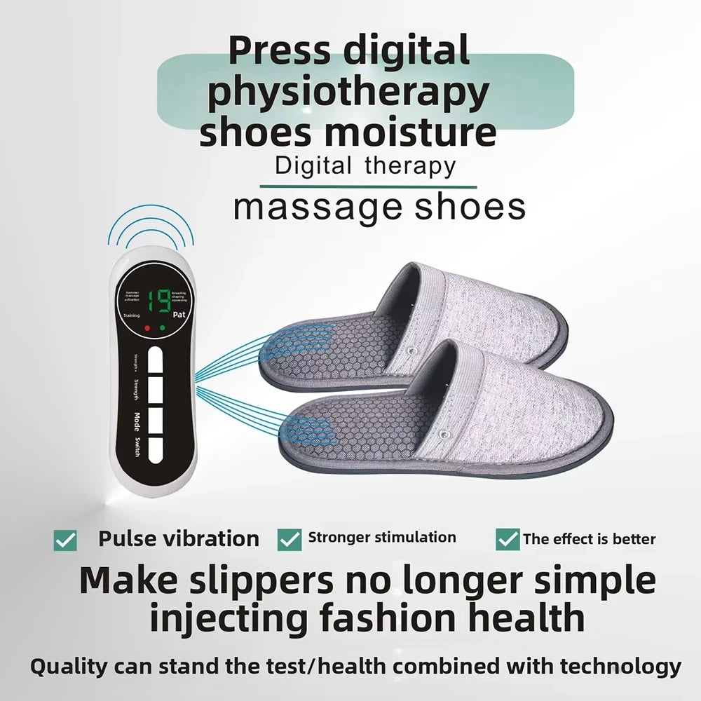 EMS Foot Massager Slippers with Remote - Electric Pulse Therapy Shoes