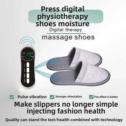 EMS Foot Massager Slippers with Remote - Electric Pulse Therapy Shoes
