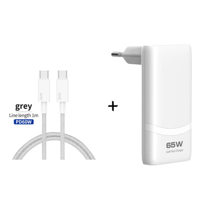 65W Ultra-Slim GaN Dual USB-C Fast Wall Charger for Laptop & Mobile