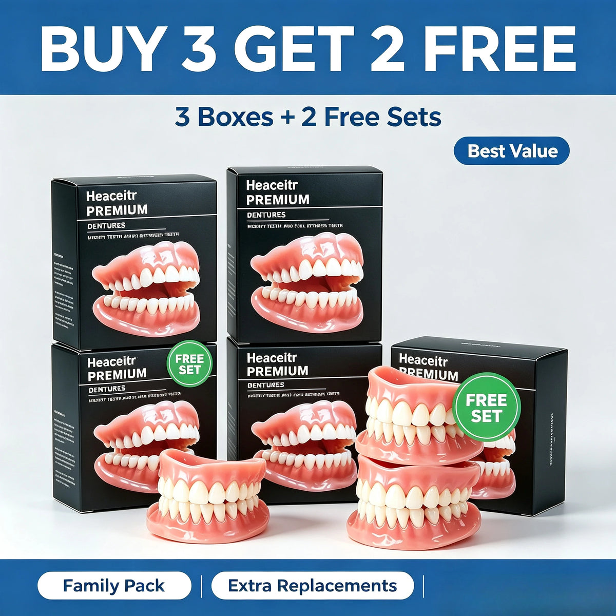 Custom Fit Cosmetic Dentures - Comfortable Silicone Smile Veneers