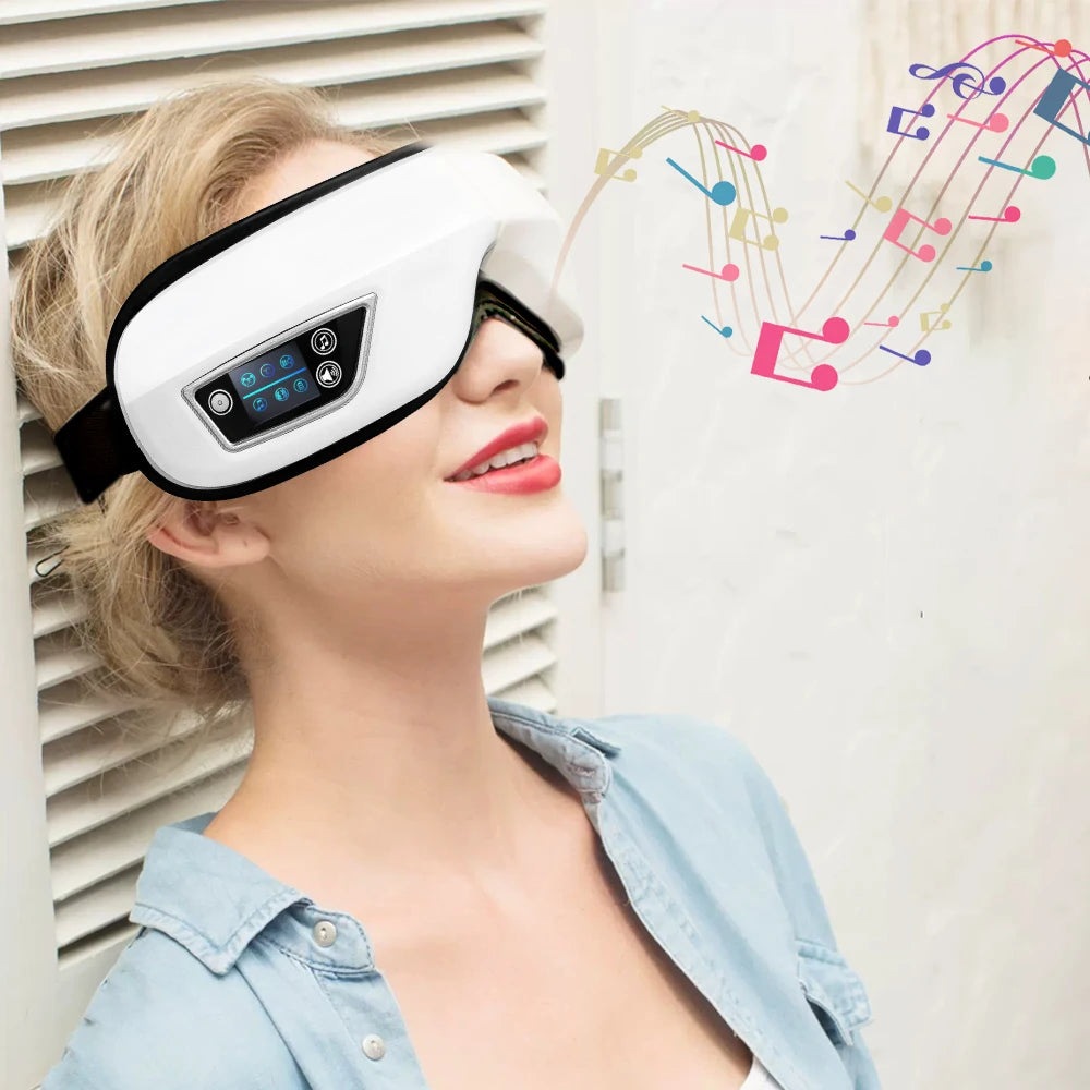 6D Smart Bluetooth Eye Massager with Heat & Air Pressure for Eye Fatigue