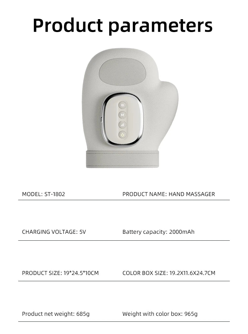 Electric Hand Massager with Airbag Compression & Heat Therapy for Pain Relief