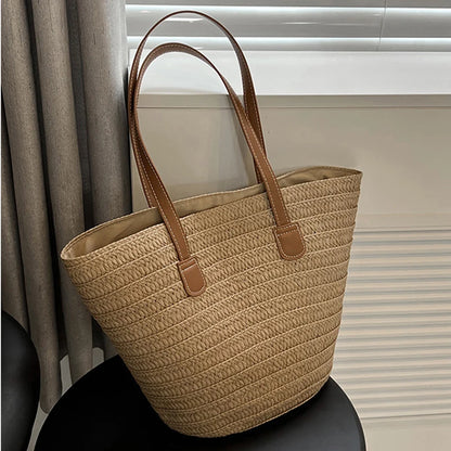 Luxury Bohemian Knitted Straw Tote