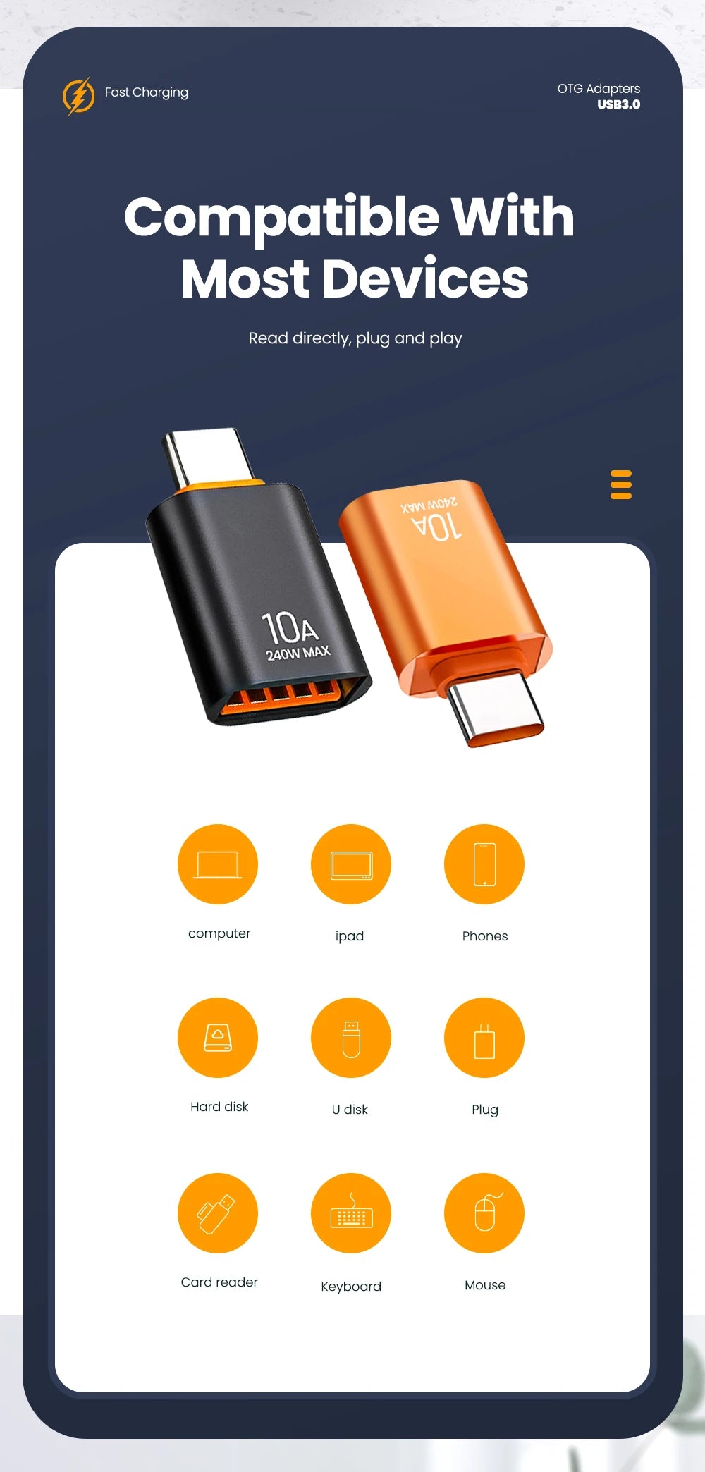 USB 3.0 to USB-C Adapter - Fast Charging & High-Speed Data Transfer OTG