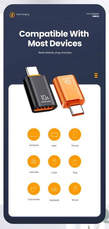 USB 3.0 to USB-C Adapter - Fast Charging & High-Speed Data Transfer OTG