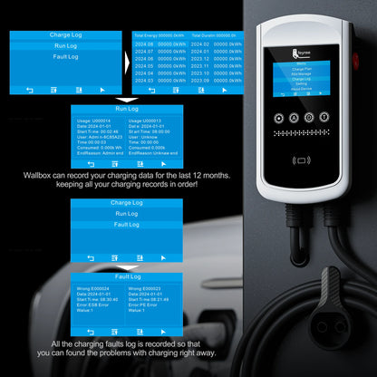 Smart EV Wallbox Charger - Type 1 Adjustable 32A-50A Station with Wi-Fi App