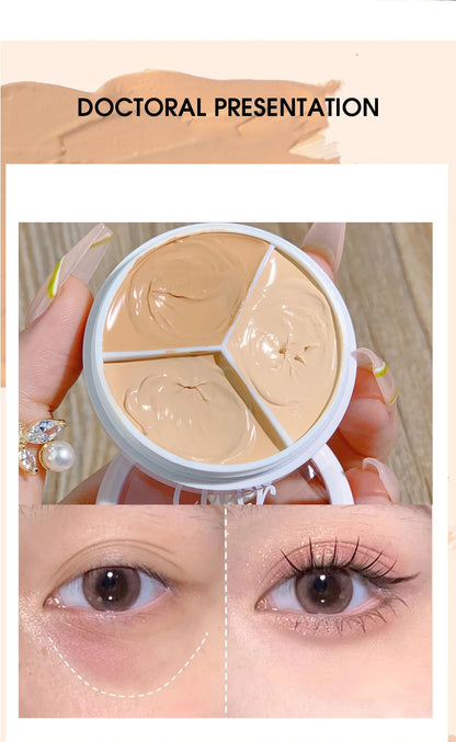 3-Color Cream Concealer Palette for Flawless Skin & Dark Circles