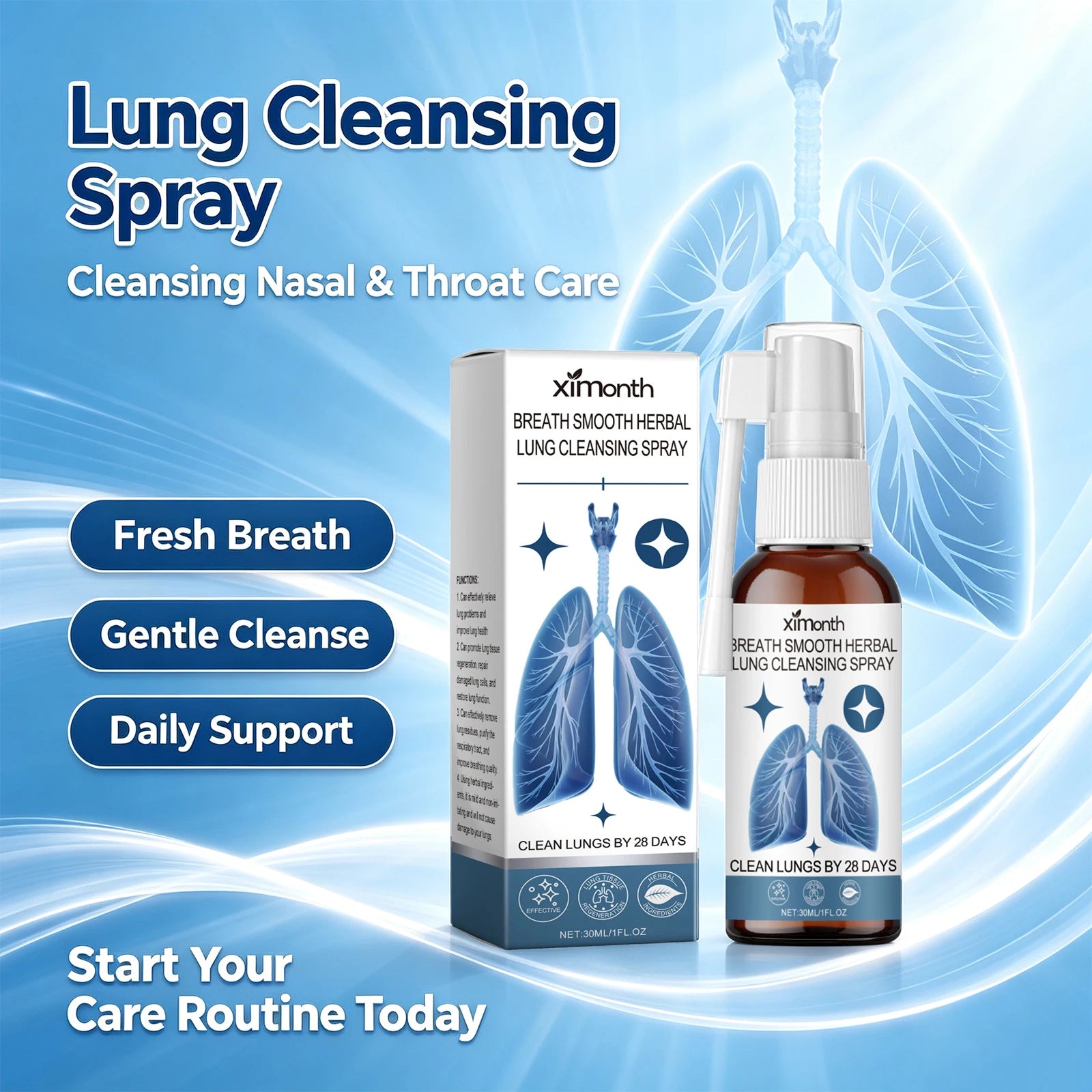 Herbal Lung Cleansing & Nasal Care Spray - Natural Throat & Respiratory Support - 3
