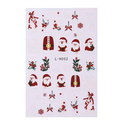 3D Christmas Nail Art Stickers - Festive Snowman & Snowflake Manicure Decals