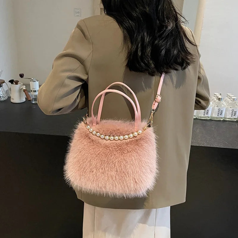 Luxury Plush Pearl Handbag