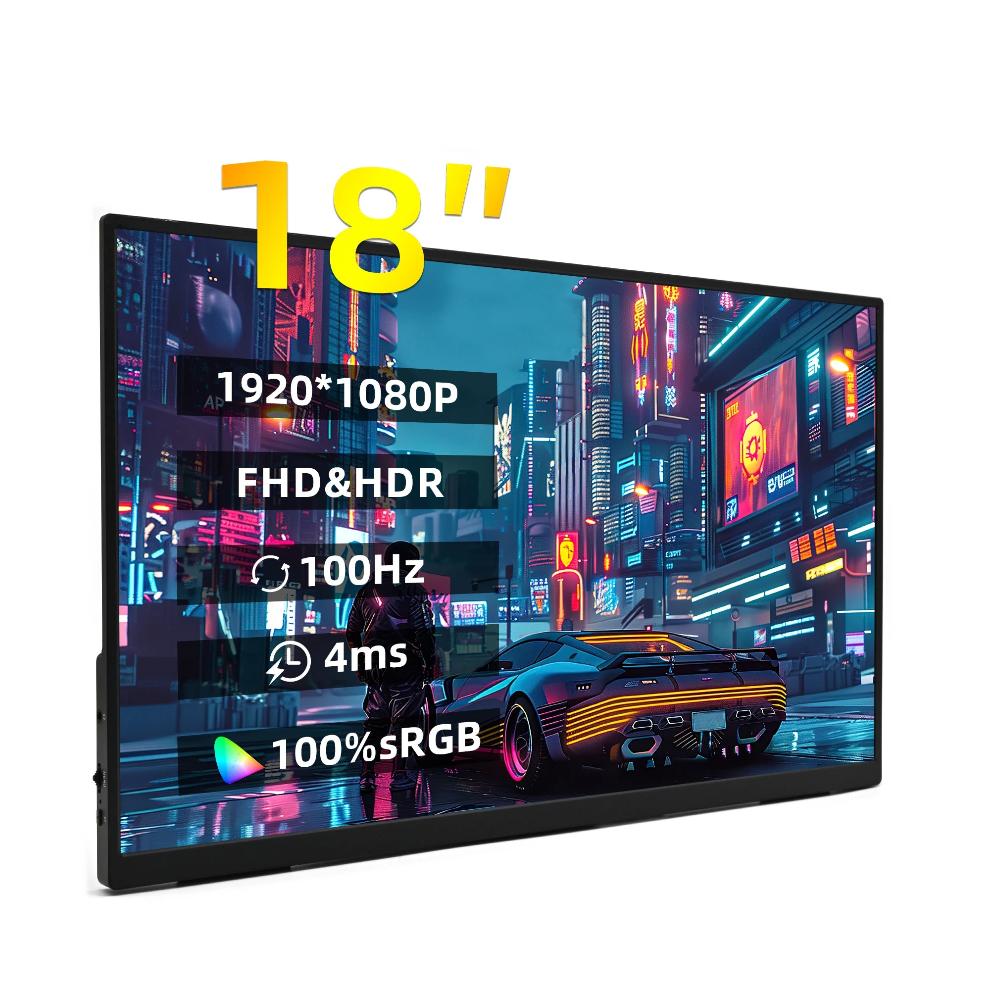 18-Inch 100Hz Portable Monitor 1080P FHD HDR IPS Travel Display - 15