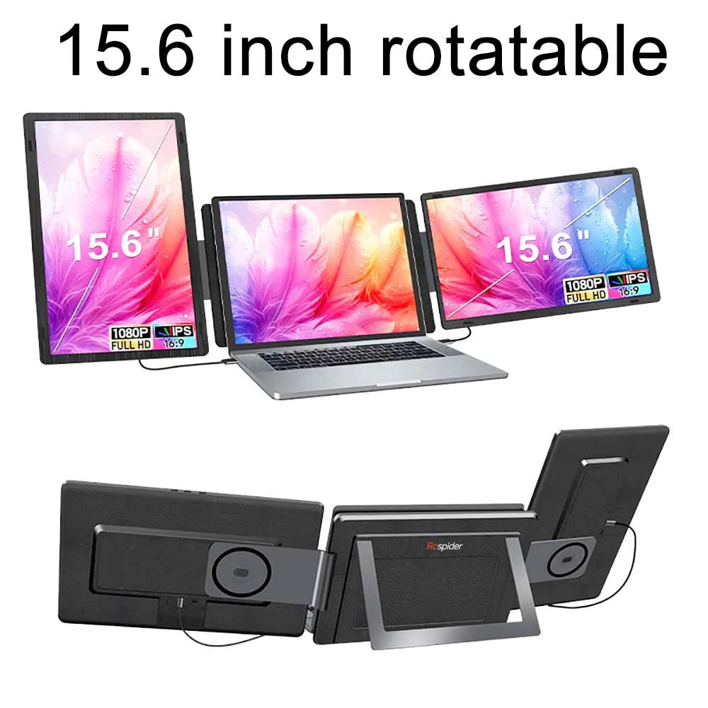 14-16" Dual Screen Laptop Monitor Extender - FHD IPS Portable Triple Display