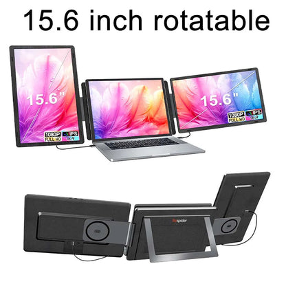14-16" Dual Screen Laptop Monitor Extender - FHD IPS Portable Triple Display