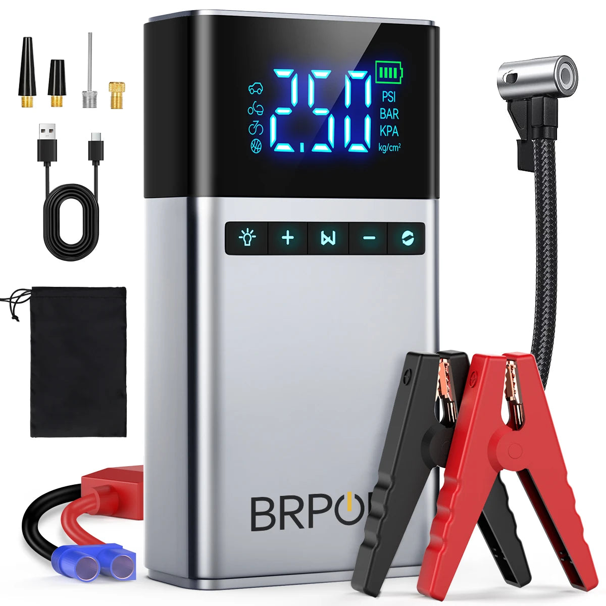 6000A Car Jump Starter with 180PSI Air Compressor, 26800mAh Portable Power