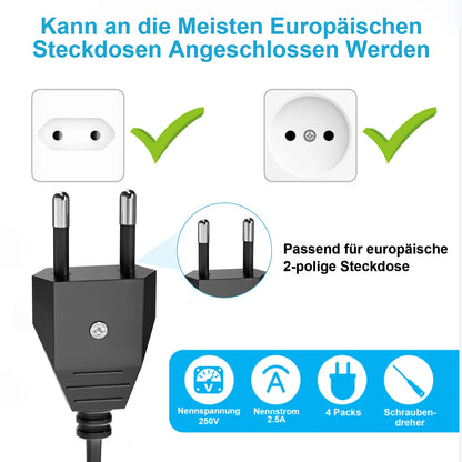 EU Plug Adapter Repair Kit - 250V Rewireable Schuko Power Connector