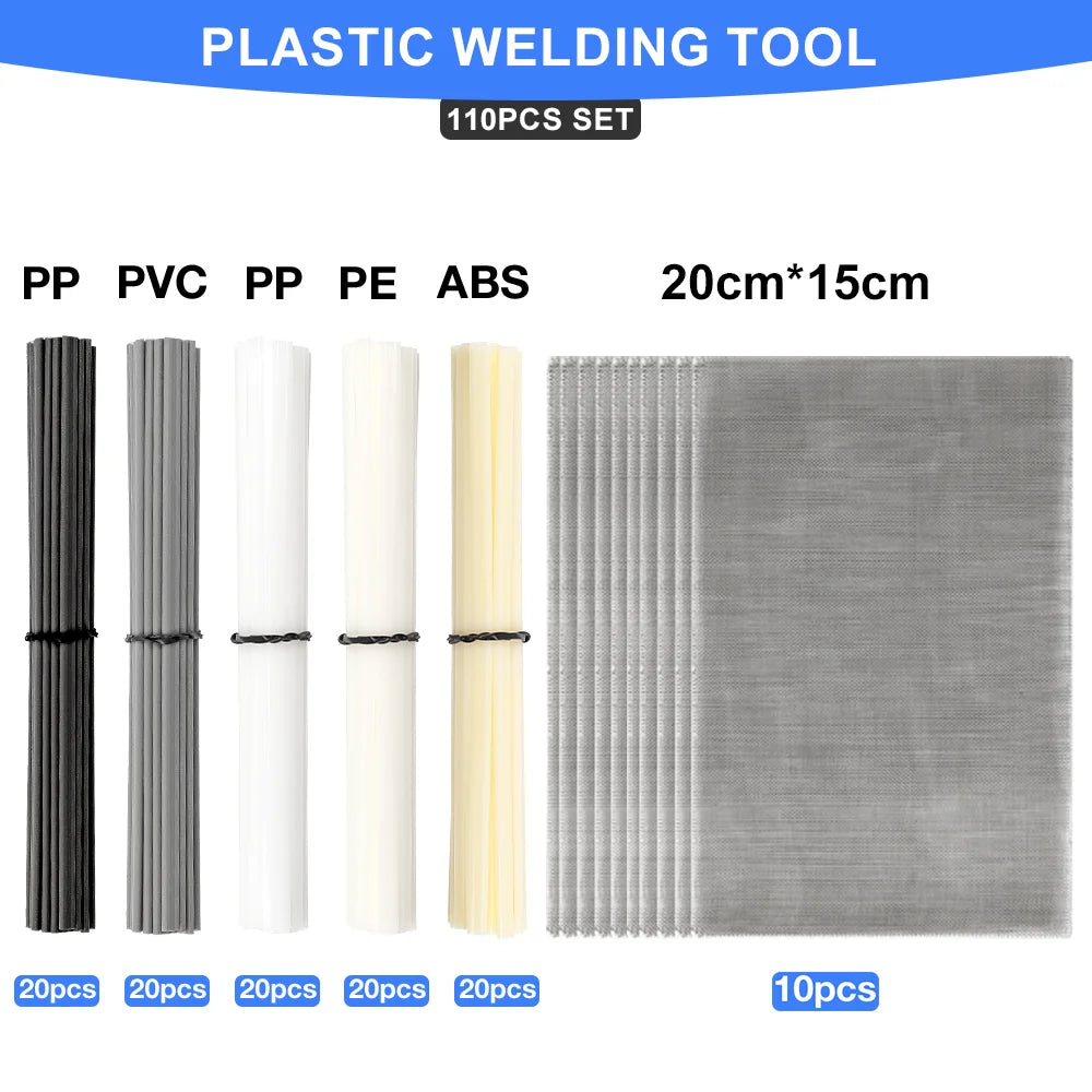 Plastic Welding Repair Kit with Stainless Steel Mesh & Rods for Car Bumper - 16