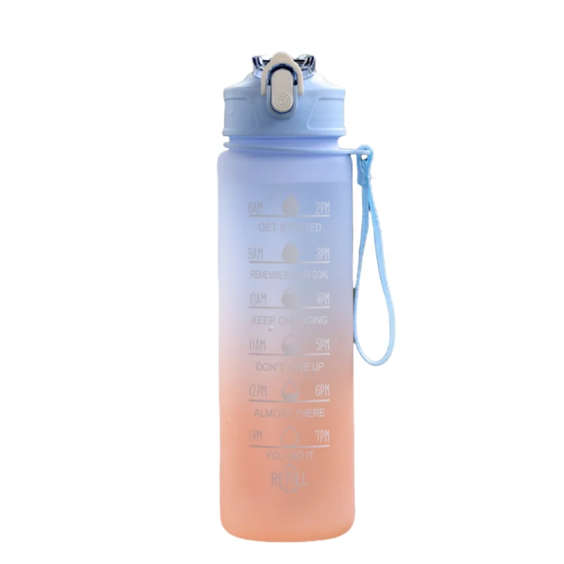 Motivational 750ml Sports Water Bottle with Time Marker & Leak-Proof Straw
