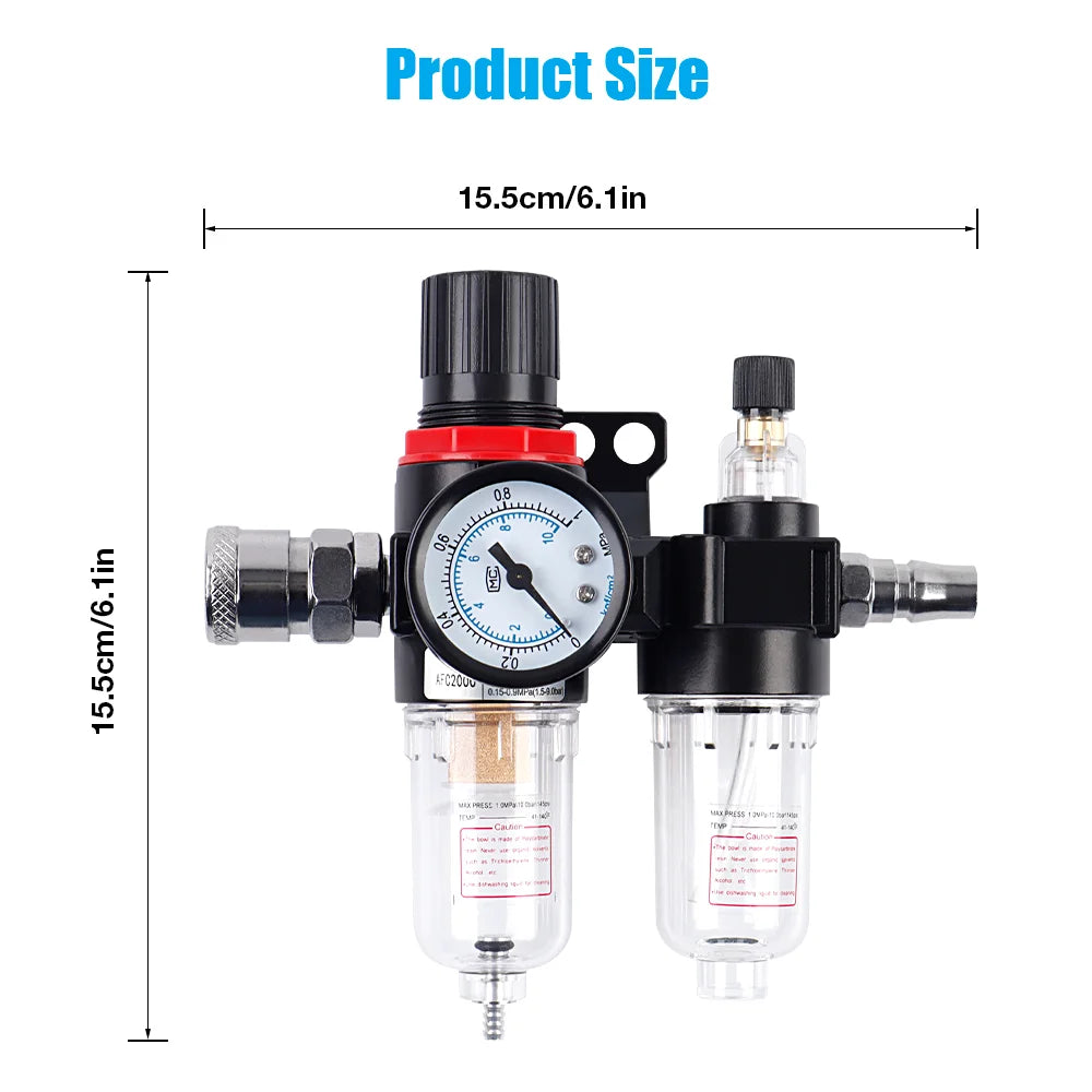 G1/4 Air Compressor Water Oil Separator - Filter Pressure Regulator & Lubricator - 2