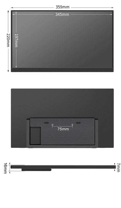 15.6" FHD Portable Monitor - IPS Gaming Laptop Display with USB-C & HDMI