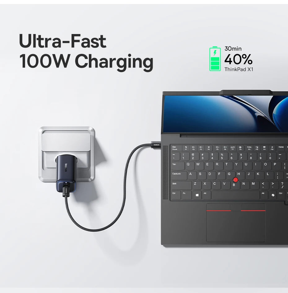 100W GaN Fast Charger - 3-Port USB-C Laptop & Phone Power Adapter - 11